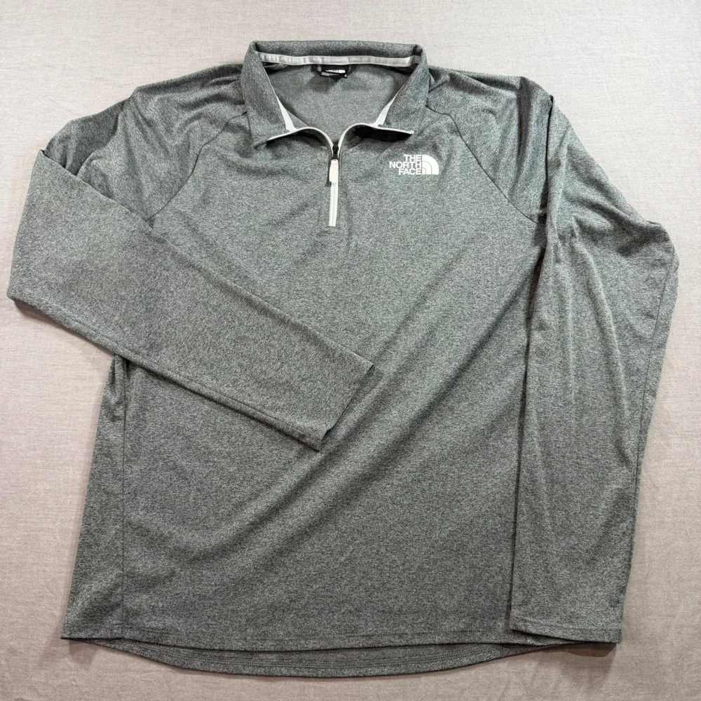 The North Face 1/4‎ Zip Pullover Mens M Gray Excellent Heathered Long Sleeve Top